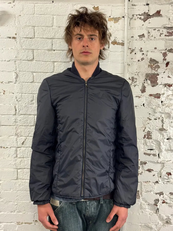 2000s Prada Linea Rossa Navy Nylon Logo Windbreaker Jacket dKZwWZw 1