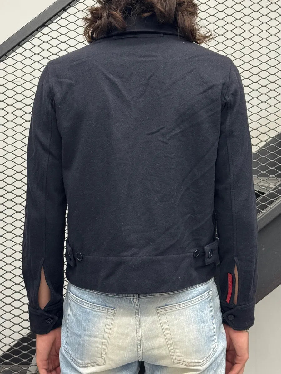 2000s Prada Linea Rossa Navy Wool Buttoned Jacket OBCEFEq 2