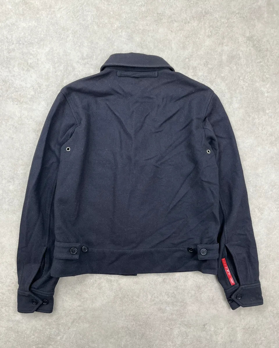 2000s Prada Linea Rossa Navy Wool Buttoned Jacket OBCEFEq 3