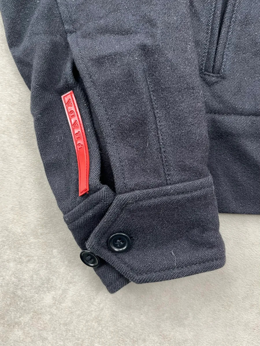2000s Prada Linea Rossa Navy Wool Buttoned Jacket OBCEFEq 7