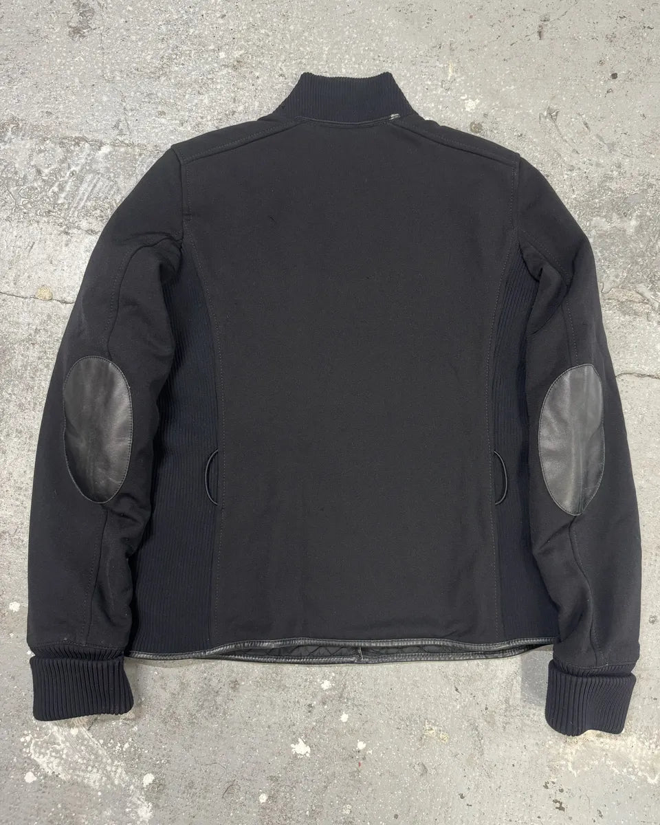 2000s Prada Linea Rossa Nylon Black Jacket with Leather Elbow Patches zeJIMiK 2