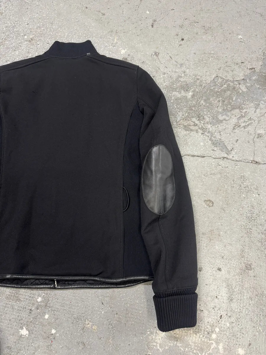 2000s Prada Linea Rossa Nylon Black Jacket with Leather Elbow Patches zeJIMiK 3