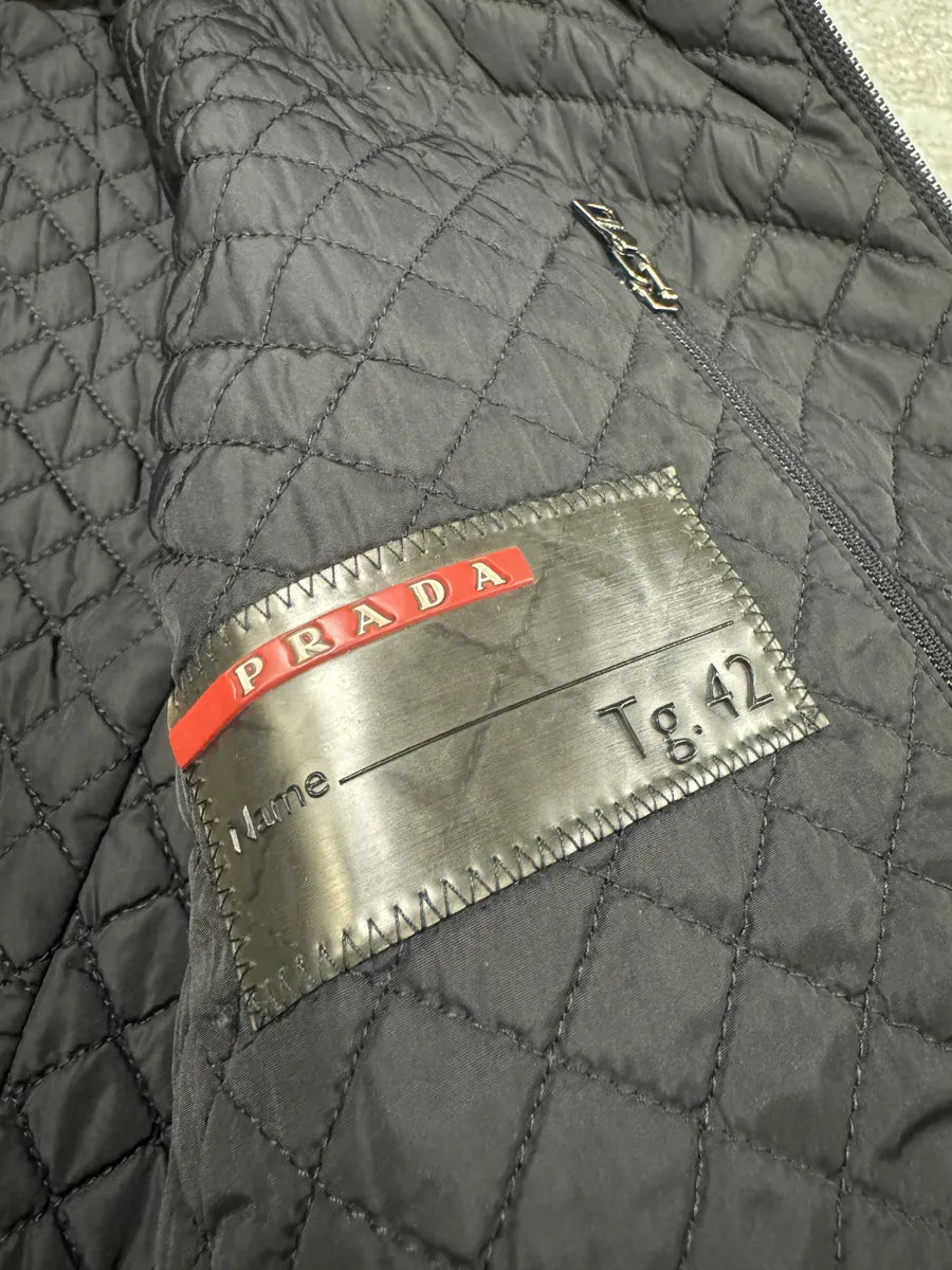 2000s Prada Linea Rossa Nylon Black Jacket with Leather Elbow Patches zeJIMiK 5
