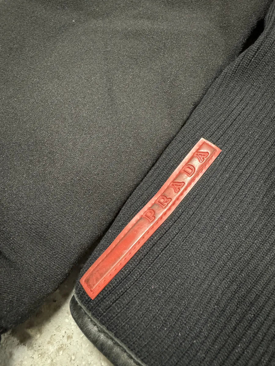 2000s Prada Linea Rossa Nylon Black Jacket with Leather Elbow Patches zeJIMiK 7