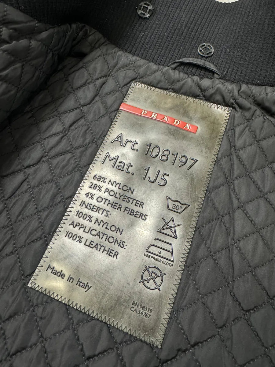 2000s Prada Linea Rossa Nylon Black Jacket with Leather Elbow Patches zeJIMiK 9