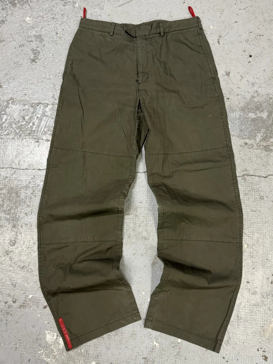 2000s Prada Linea Rossa Olive Green Pants rGmgoSY 0