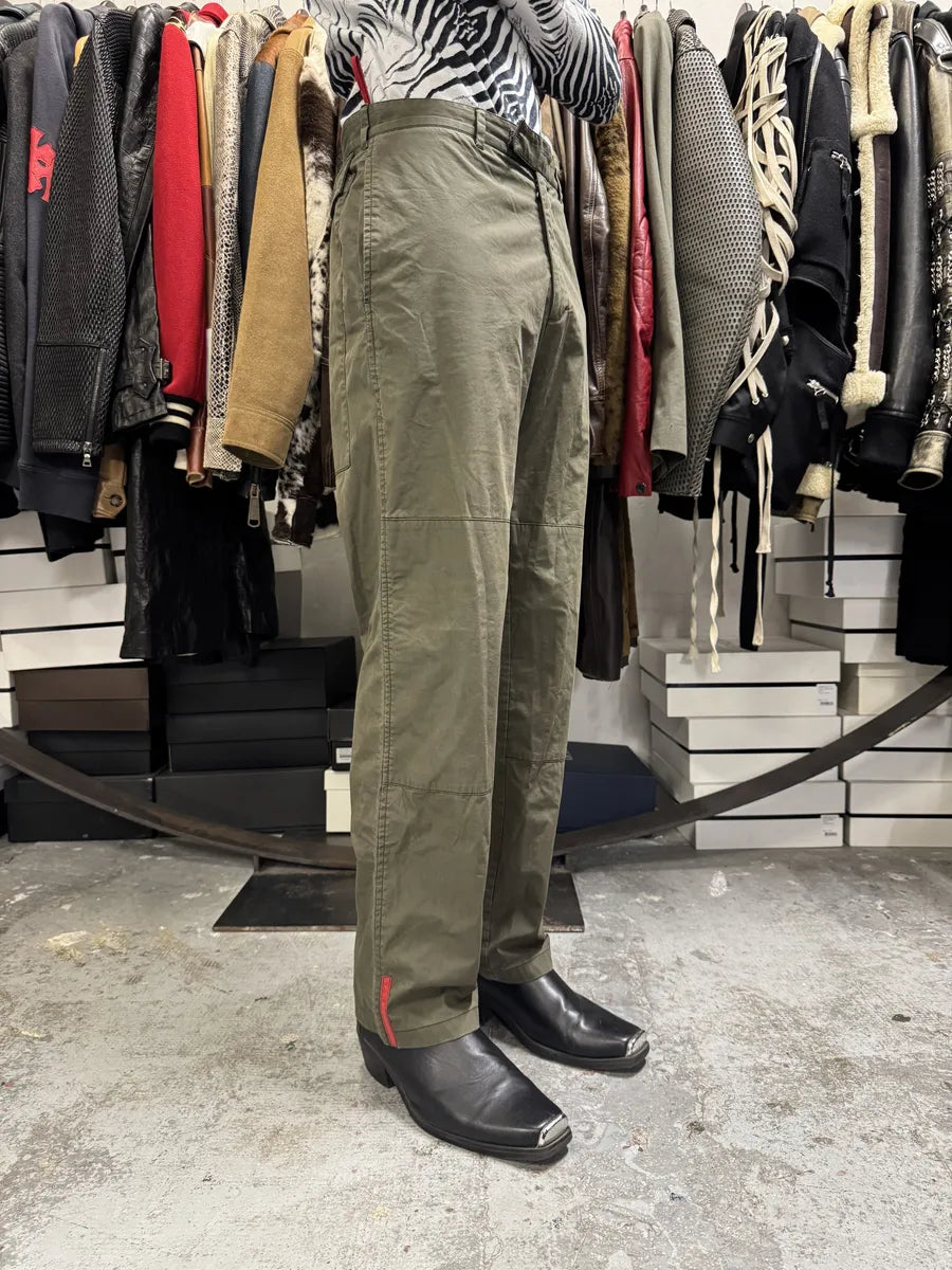 2000s Prada Linea Rossa Olive Green Pants rGmgoSY 3