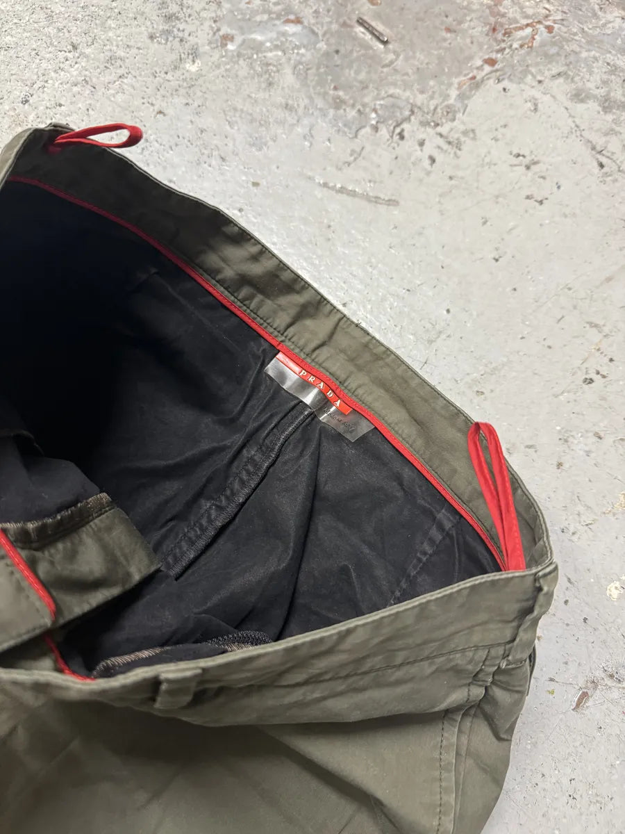 2000s Prada Linea Rossa Olive Green Pants rGmgoSY 6