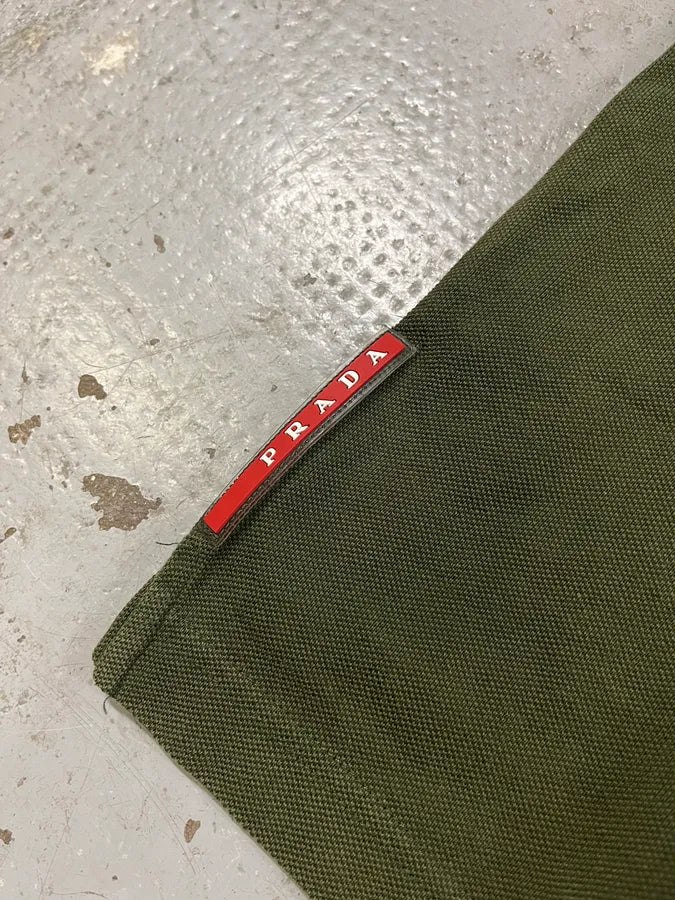 2000s Prada Linea Rossa Olive Polo Shirt YzKSBjx 5