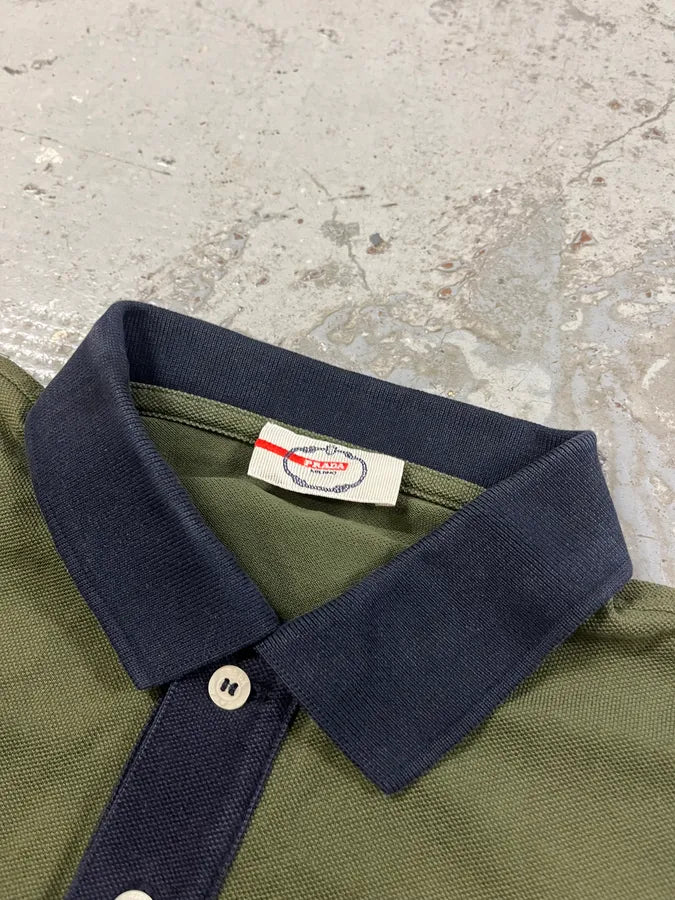 2000s Prada Linea Rossa Olive Polo Shirt YzKSBjx 6
