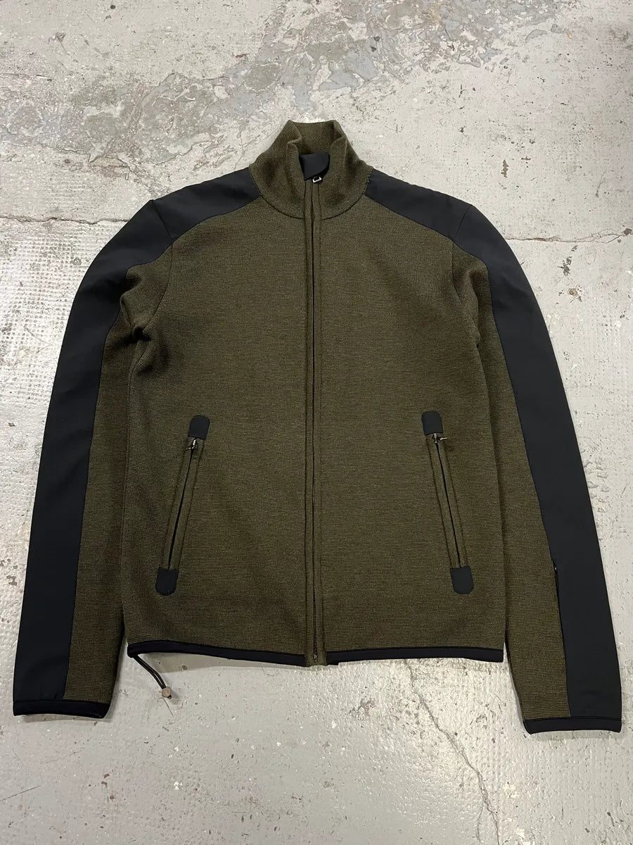 2000s Prada Linea Rossa Olive Zip-up Sweater (M) oYURHrZ 0
