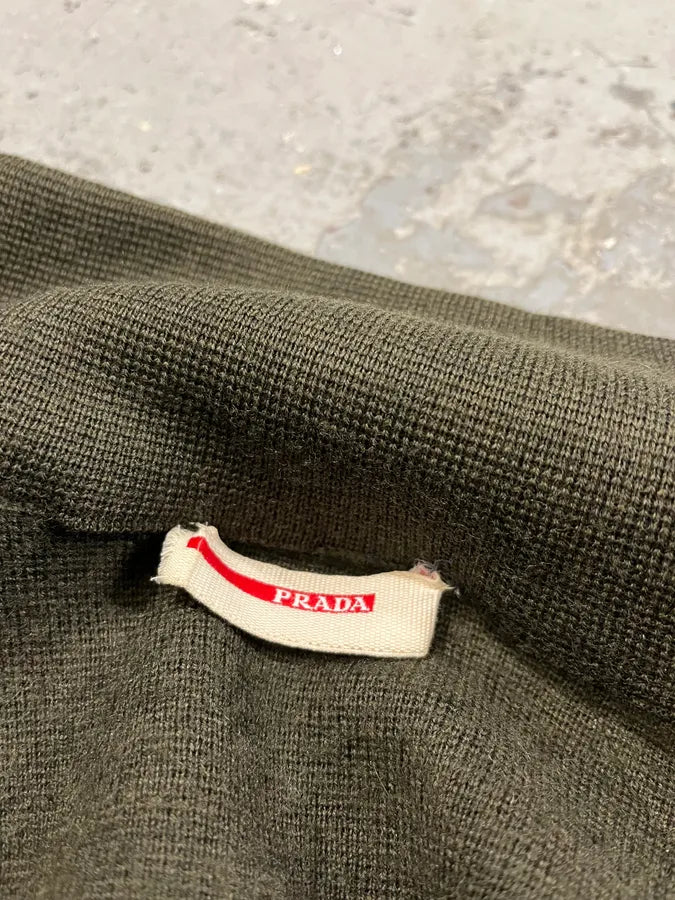 2000s Prada Linea Rossa Olive Zip-up Sweater (M) oYURHrZ 10