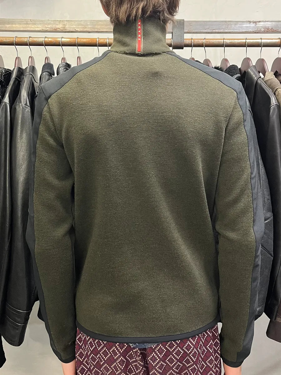 2000s Prada Linea Rossa Olive Zip-up Sweater (M) oYURHrZ 2