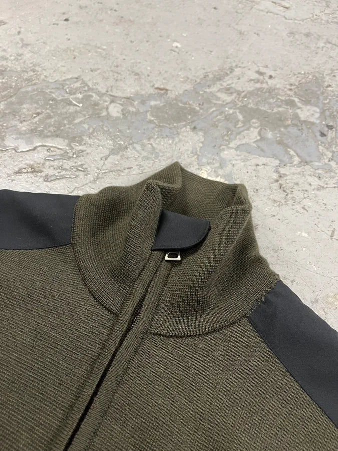 2000s Prada Linea Rossa Olive Zip-up Sweater (M) oYURHrZ 4