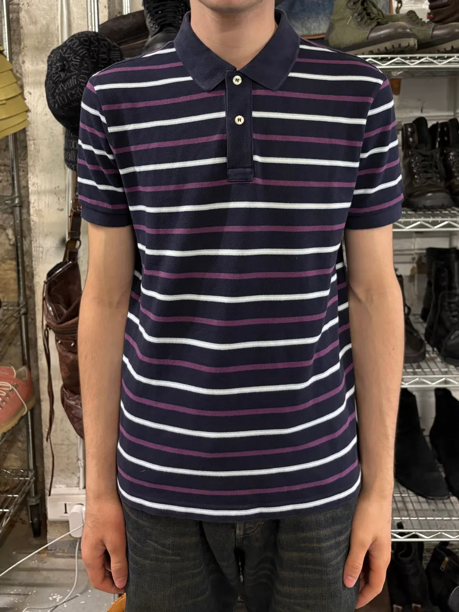 2000s Prada Linea Rossa Navy & Purple Striped Polo Shirt jBsnzbk 1