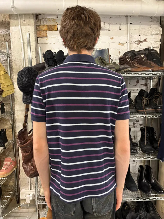 2000s Prada Linea Rossa Navy & Purple Striped Polo Shirt jBsnzbk 2