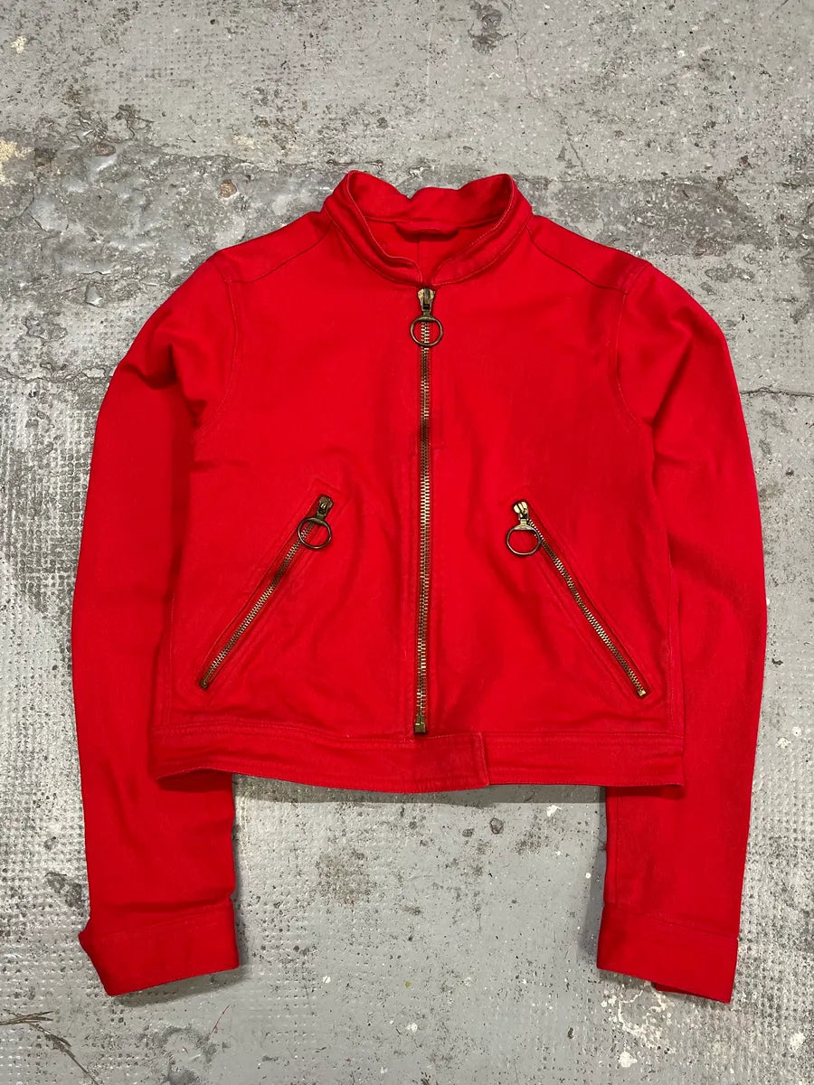 2000s Prada Linea Rossa Red Biker Zip-up Jacket UnawxYQ 0