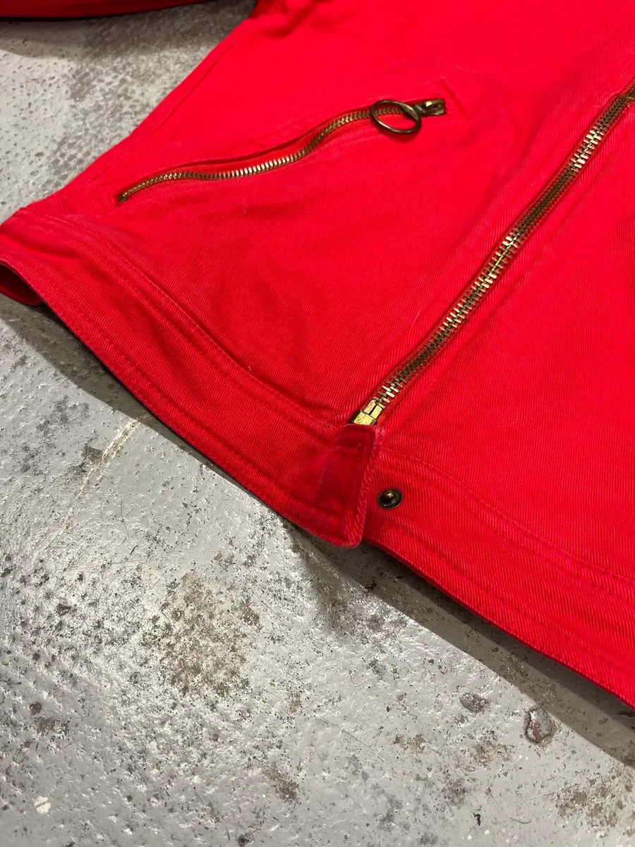 2000s Prada Linea Rossa Red Biker Zip-up Jacket UnawxYQ 3
