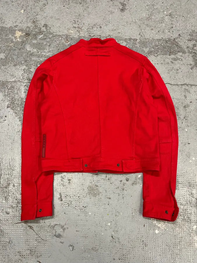 2000s Prada Linea Rossa Red Biker Zip-up Jacket UnawxYQ 4