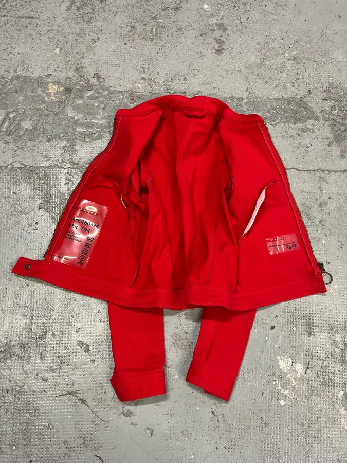 2000s Prada Linea Rossa Red Biker Zip-up Jacket UnawxYQ 7