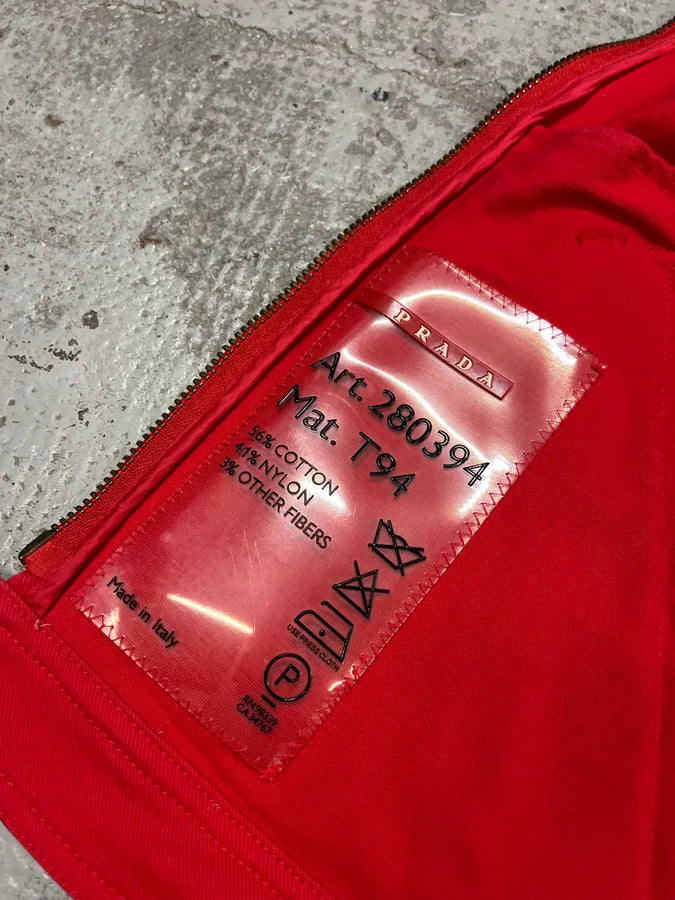 2000s Prada Linea Rossa Red Biker Zip-up Jacket UnawxYQ 8