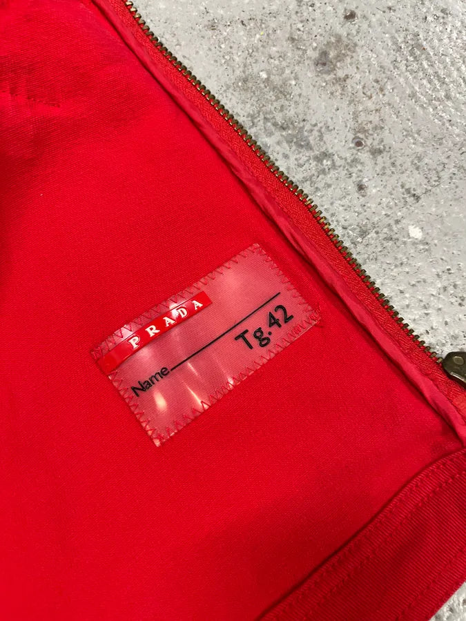 2000s Prada Linea Rossa Red Biker Zip-up Jacket UnawxYQ 9
