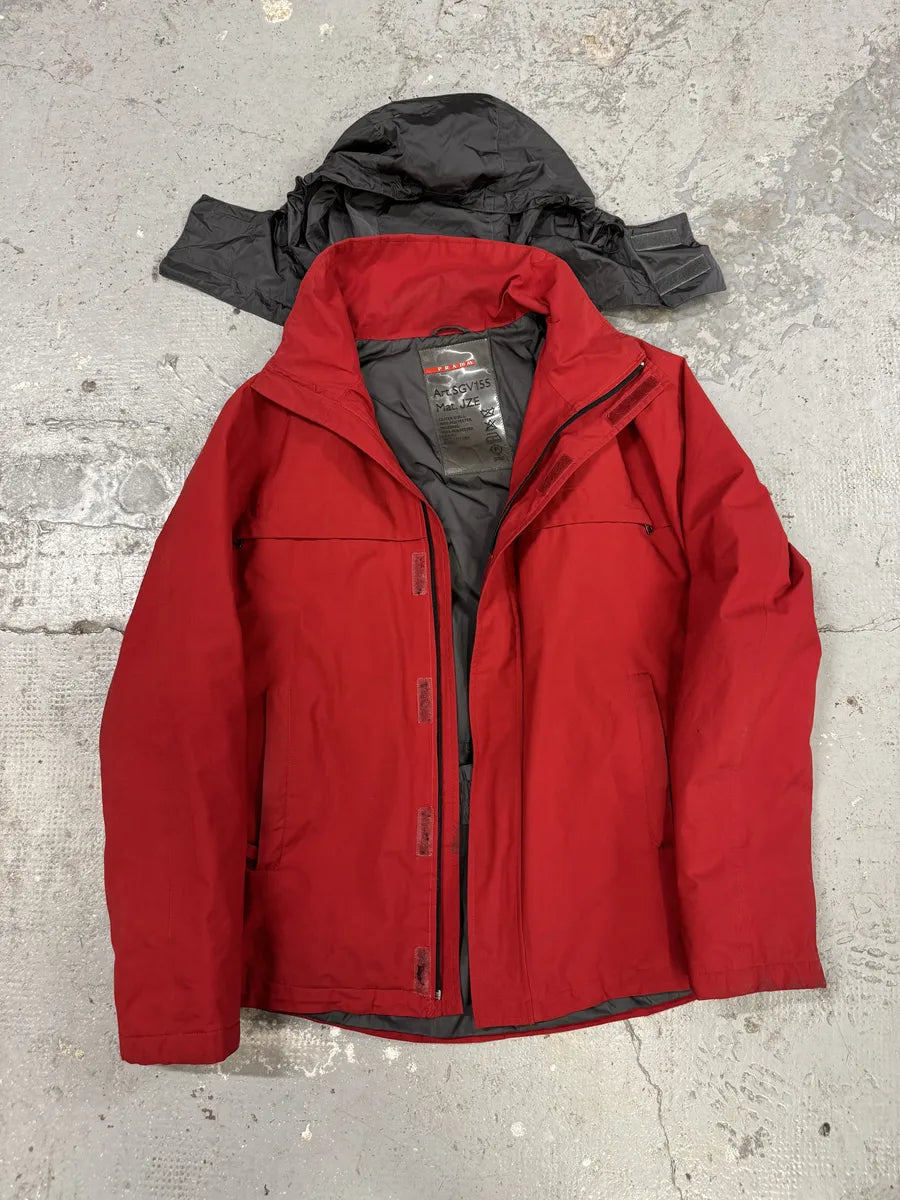 2000s Prada Linea Rossa Red Jacket (L) 4