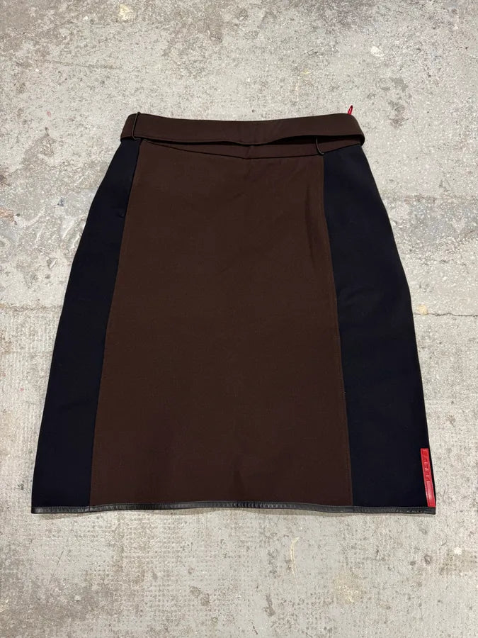 2000s Prada Linea Rossa Sport Brown & Black Skirt (S) 1