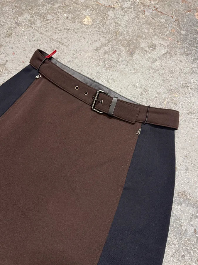 2000s Prada Linea Rossa Sport Brown & Black Skirt (S) 4