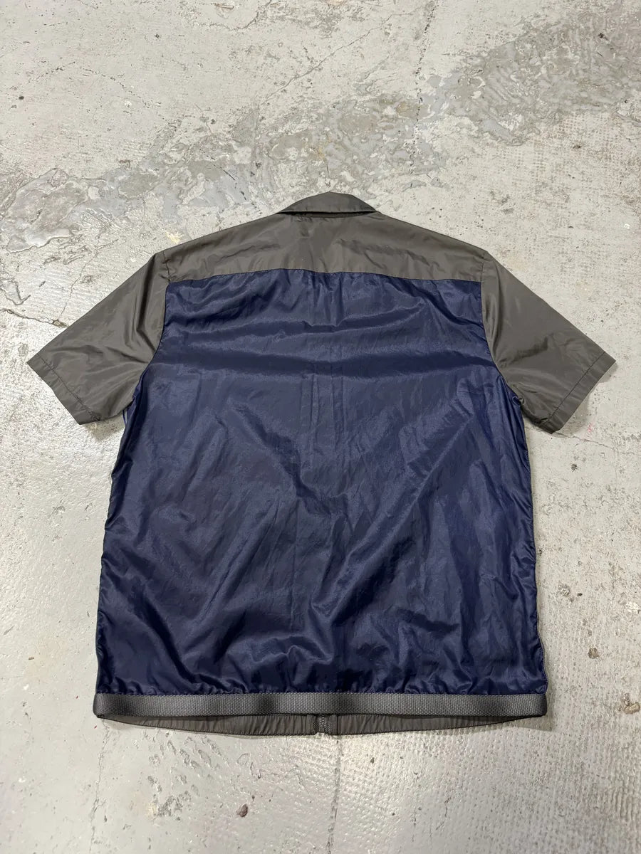 2000s Prada Linea Rossa Sport Grey Short Sleeves Zip-up Nylon Shirt qZsDPqX 1