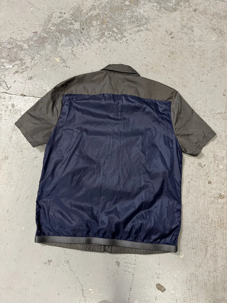 2000s Prada Linea Rossa Sport Grey Short Sleeves Zip-up Nylon Shirt qZsDPqX 6