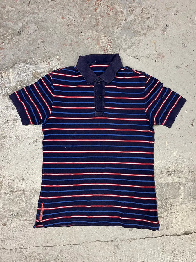 2000s Prada Linea Rossa Striped Polo Shirt CtUHXtC 0