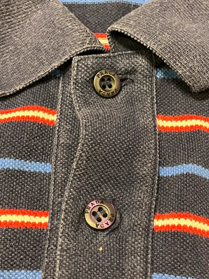 2000s Prada Linea Rossa Striped Polo Shirt CtUHXtC 4