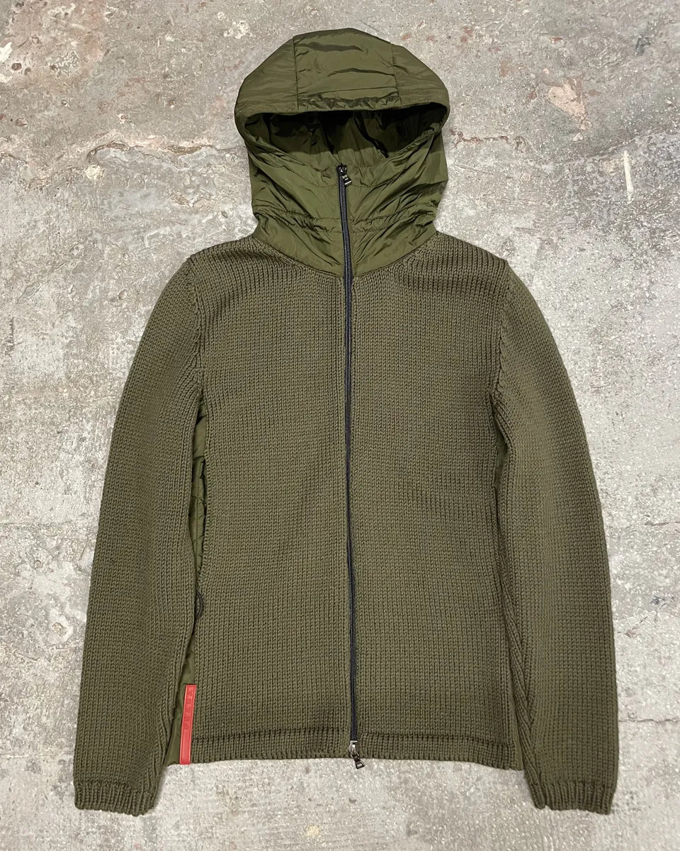 2000s Prada Linea Rossa Tactical Nylon Wool Zip-Up Sweate (XS/S) 0