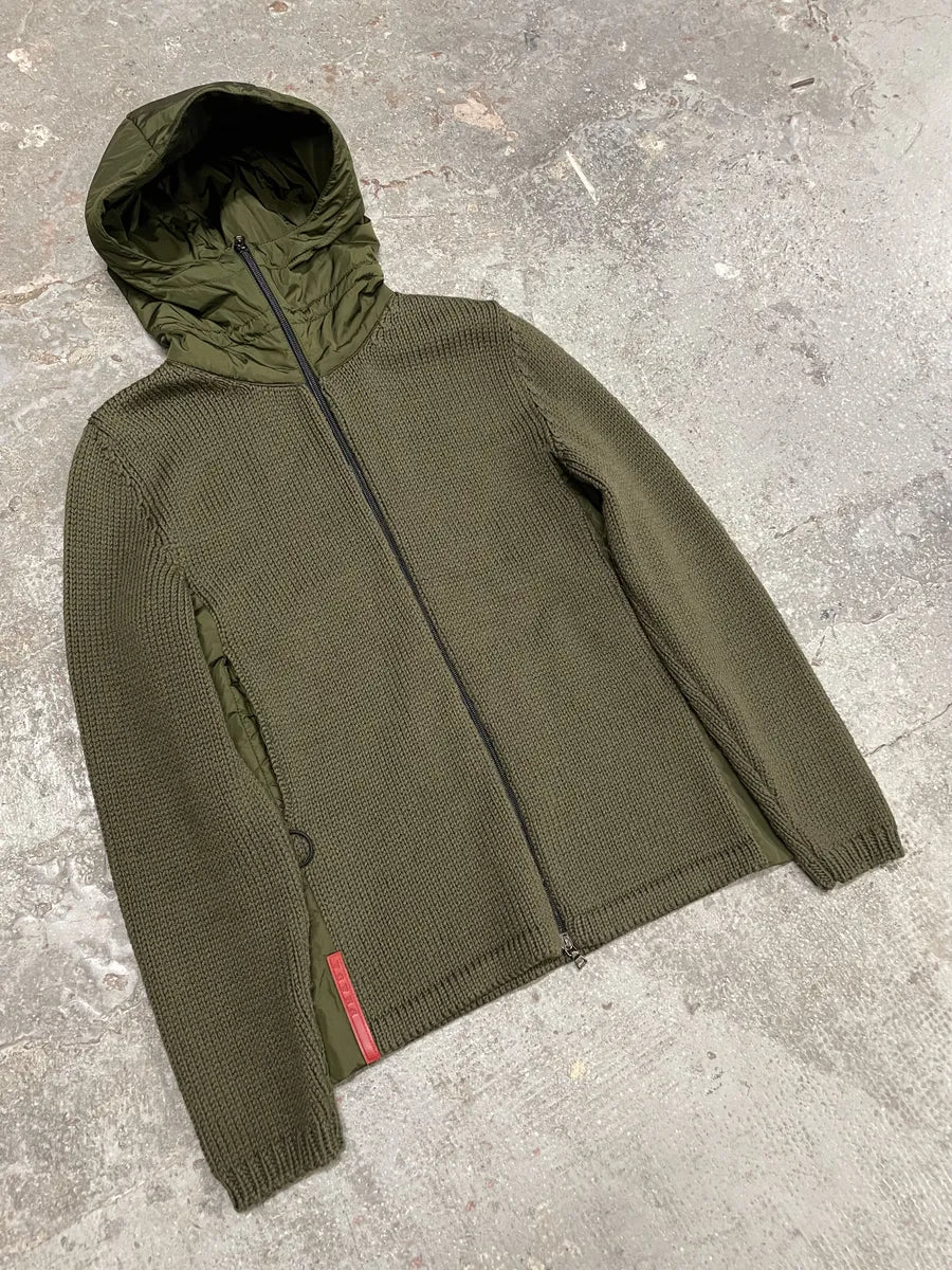 2000s Prada Linea Rossa Tactical Nylon Wool Zip-Up Sweate (XS/S) 3