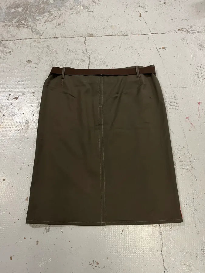 2000s Prada Linea Rossa Technical Khaki Skirt PdMSNsJ 4