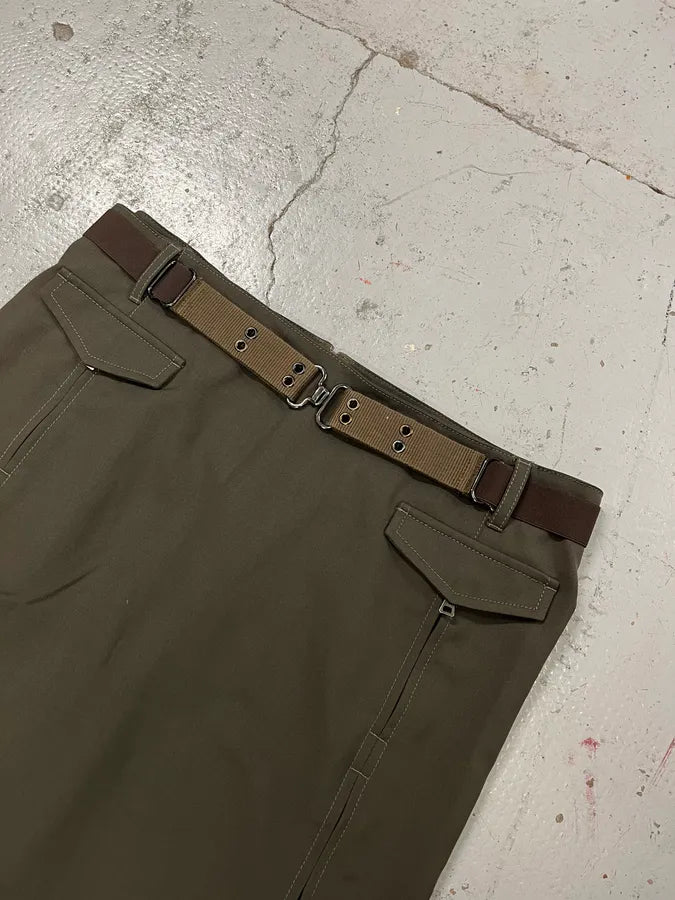 2000s Prada Linea Rossa Technical Khaki Skirt PdMSNsJ 7