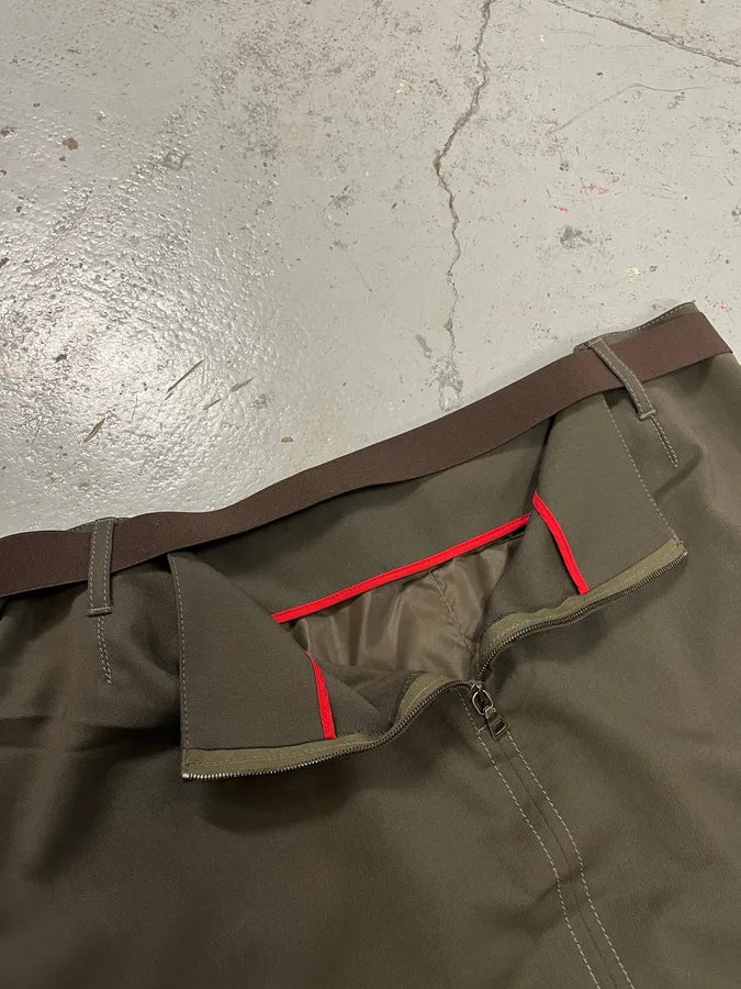 2000s Prada Linea Rossa Technical Khaki Skirt PdMSNsJ 9