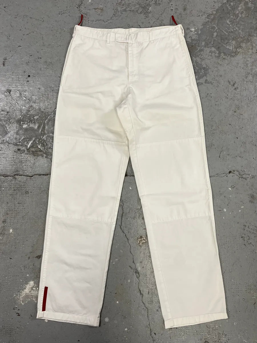 2000s Prada Linea Rossa White Sport Relaxed Large Pants (L) 0