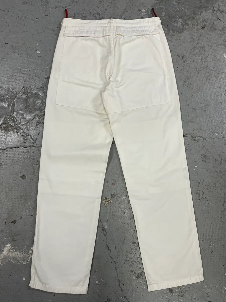 2000s Prada Linea Rossa White Sport Relaxed Large Pants (L) 2