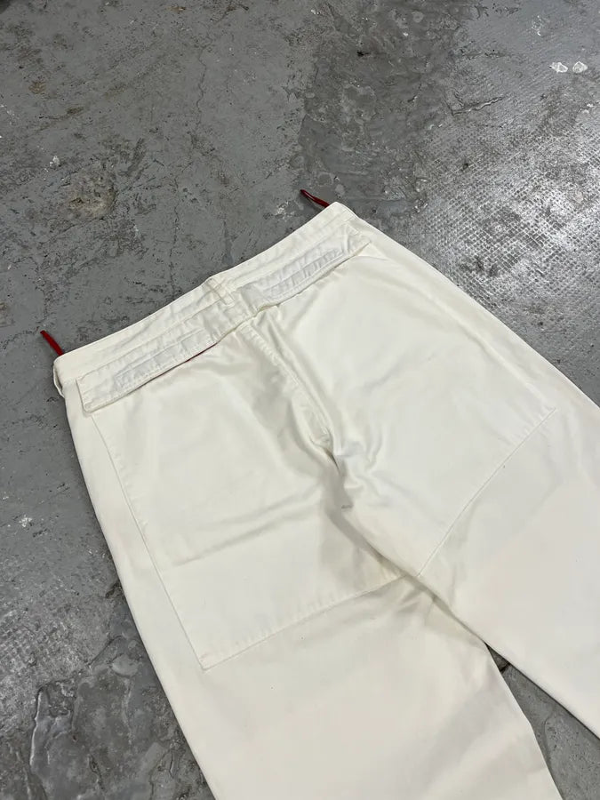 2000s Prada Linea Rossa White Sport Relaxed Large Pants (L) 5