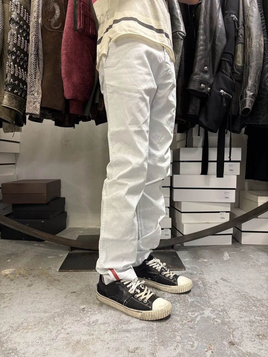 2000s Prada Linea Rossa White Striped Pants xYWzxyP 1