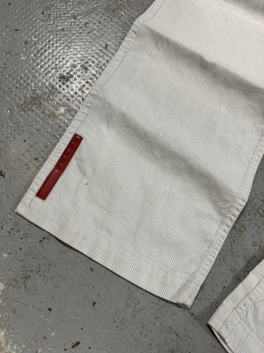 2000s Prada Linea Rossa White Striped Pants xYWzxyP 7