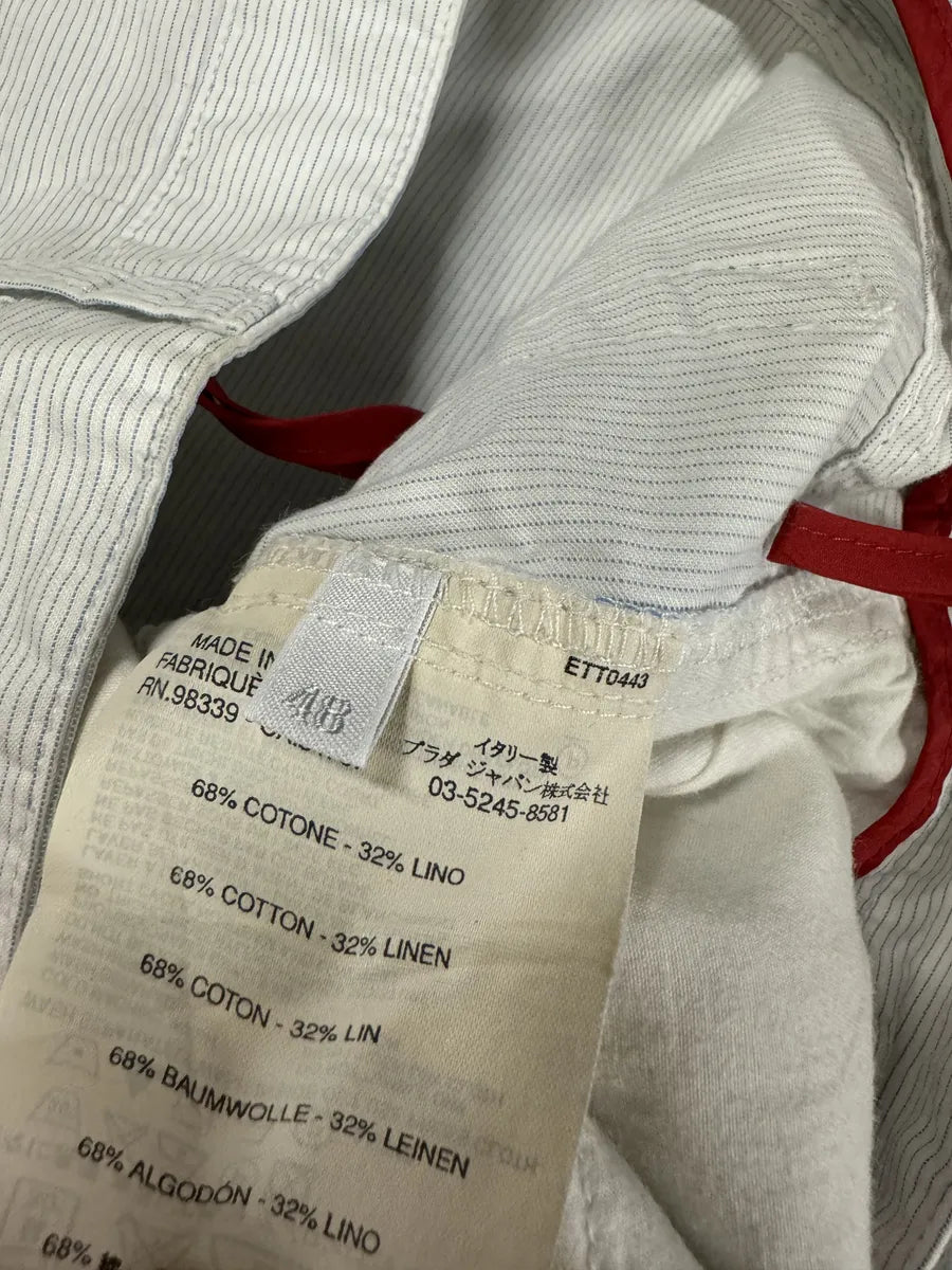 2000s Prada Linea Rossa White Striped Pants xYWzxyP 8