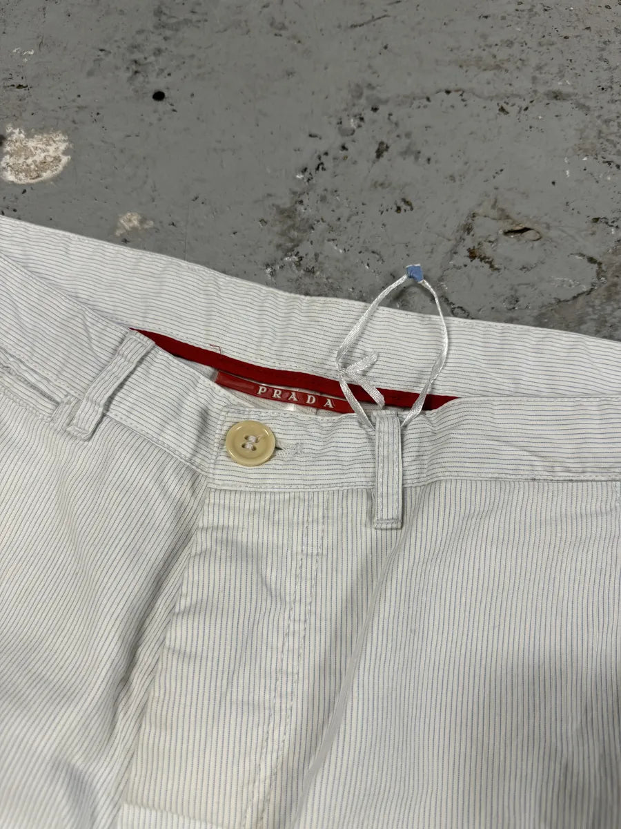 2000s Prada Linea Rossa White Striped Pants xYWzxyP 9