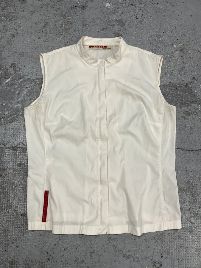 2000s Prada Linea Rossa White Tactical Vest Jacket McQlWJa 0