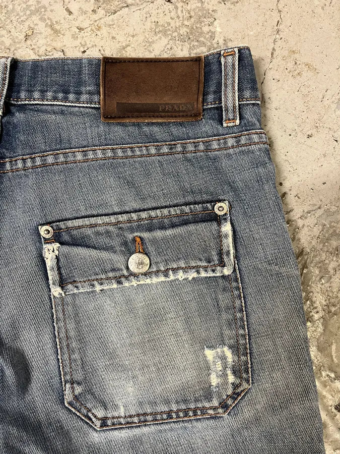 2000s Prada Loose Blue Denim Jeans chuChNe 10