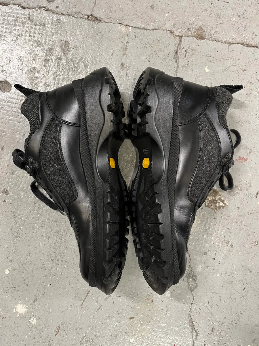 2000s Prada Low Grey Tweed Black Leather Vibram Boots (38eu/us5.5) piIKUUt 5
