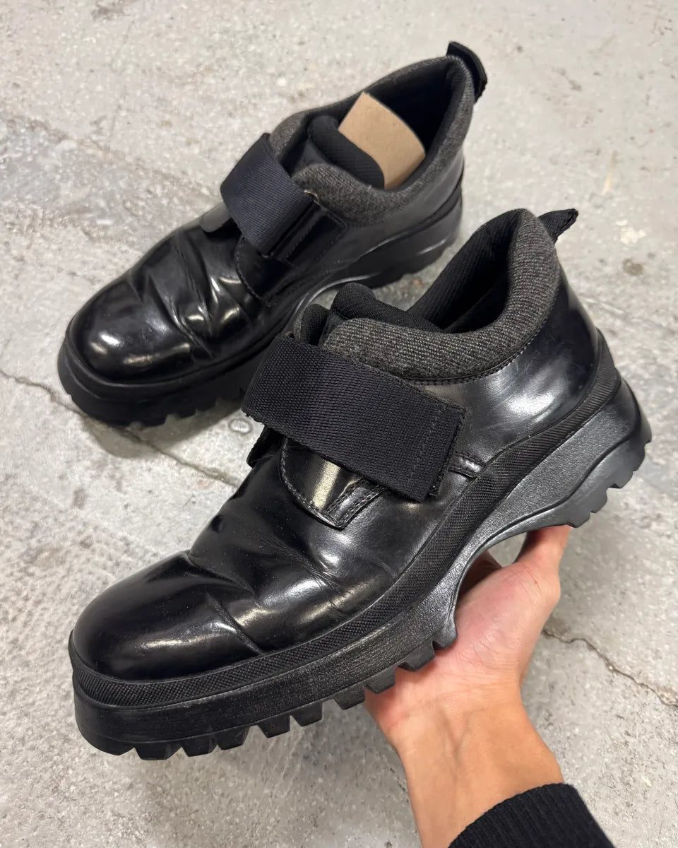 2000s Prada Low Leather Black Strap Boots (43eu/us9.5) 0