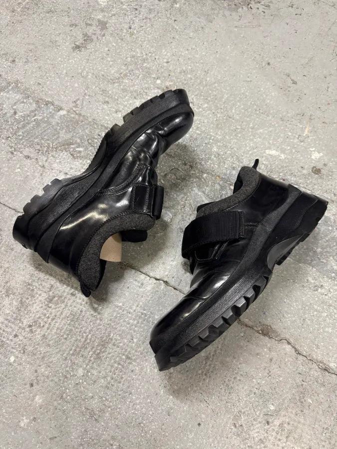 2000s Prada Low Leather Black Strap Boots (43eu/us9.5) 3